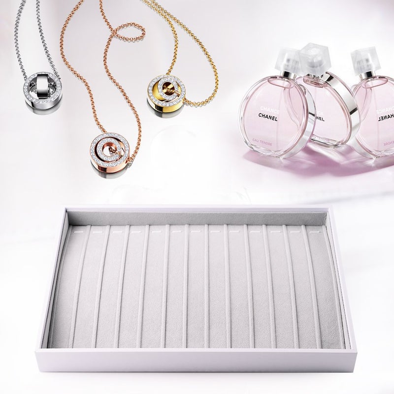 Oirlv Velvet Stackable Jewelry Trays Necklace Display organizer Storage Tray(13 Grids Necklace) - Image 5